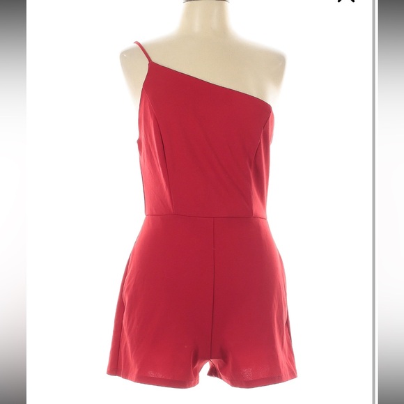 Asymmetrical Red Romper by Crystal Sky - Picture 1 of 8